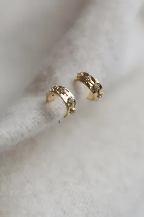 14k Gold Studded Hoop Earrings