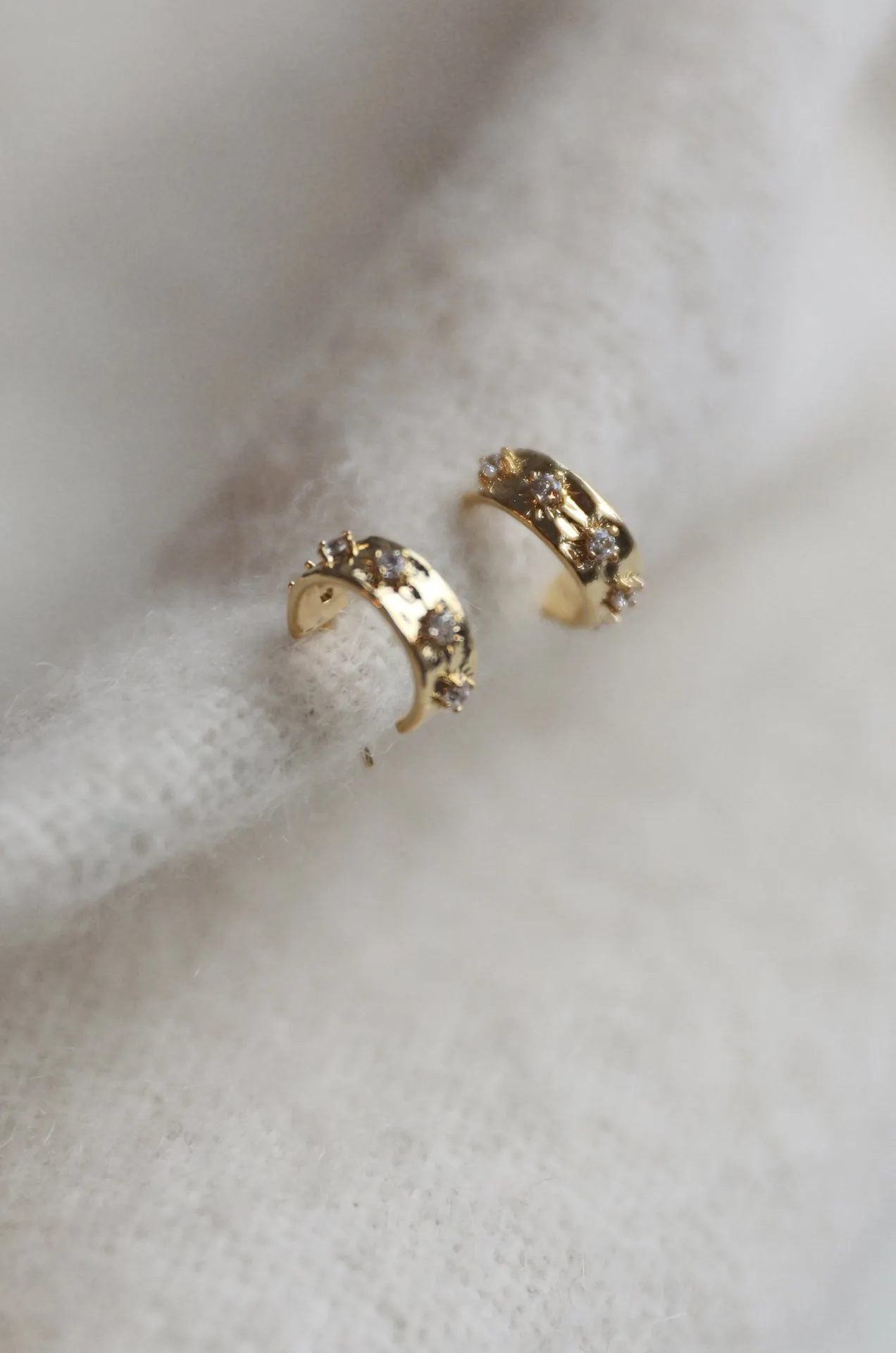 14k Gold Studded Hoop Earrings