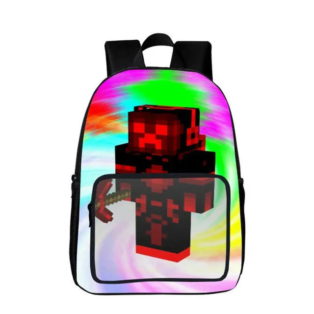 16 Inch MineCraft Colorful Backpack Boy Cartoon School Bags Orthopedic Backpack School Bags for Boys and Girl Mochila Sac A Dos