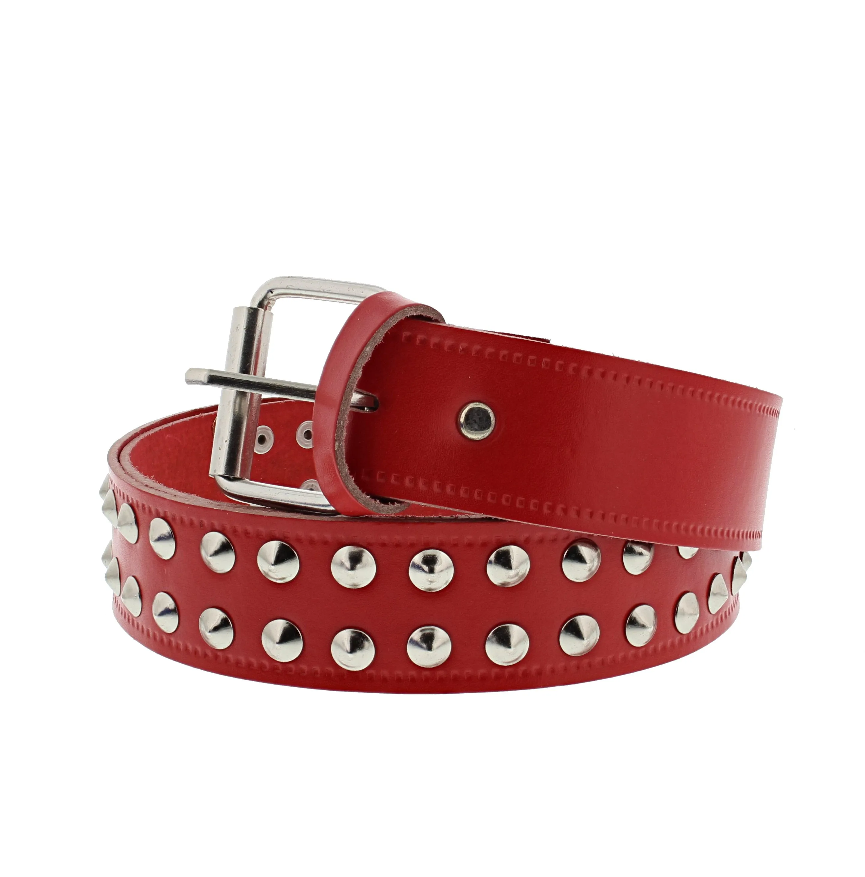 2 Row Conical Studded Reconstructed Leather Belt