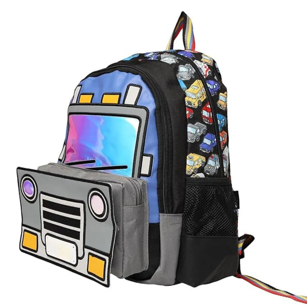 3D Design Backpack with Front Pocket for Kids (Bus)