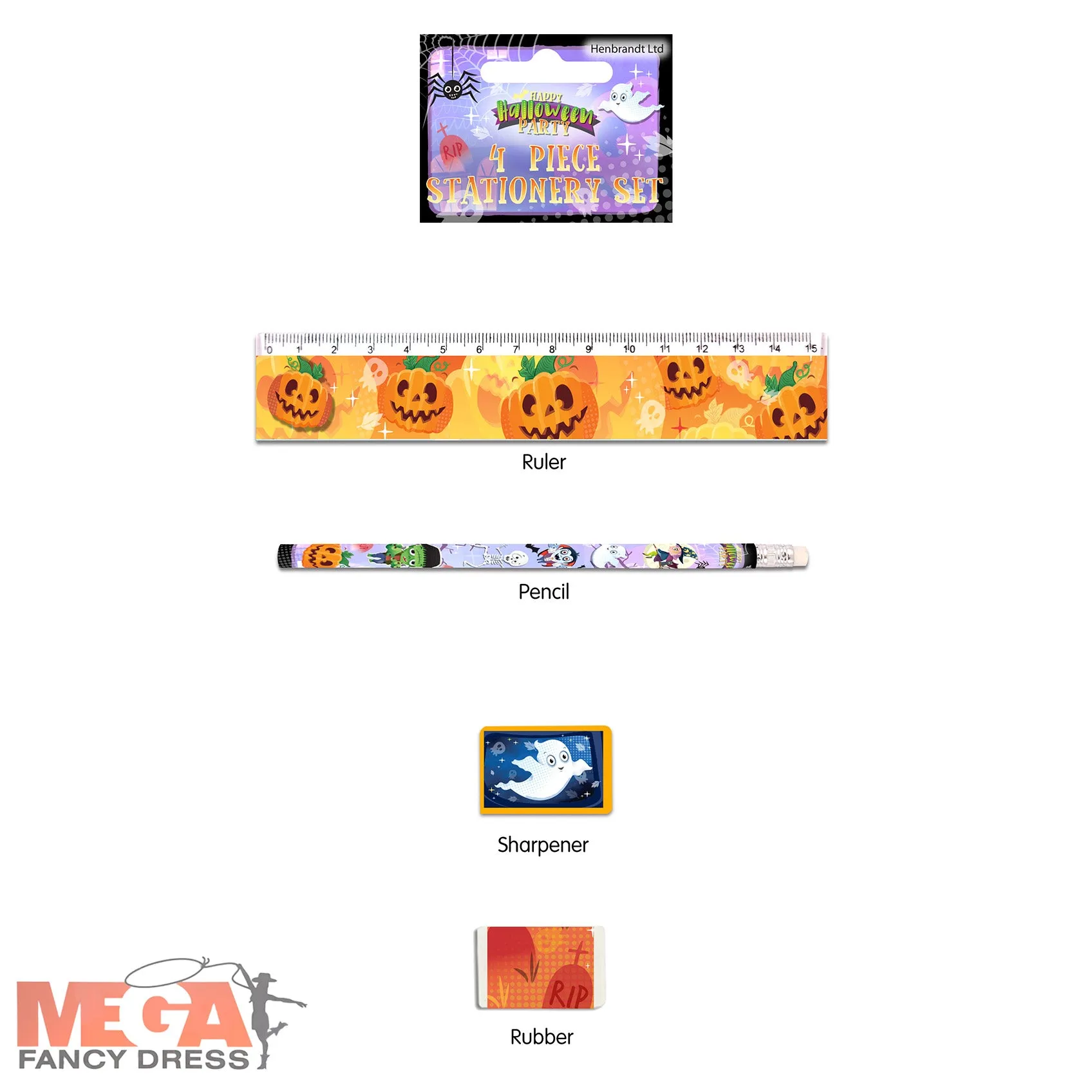 4pc Halloween Stationery Set Party Bag Filler