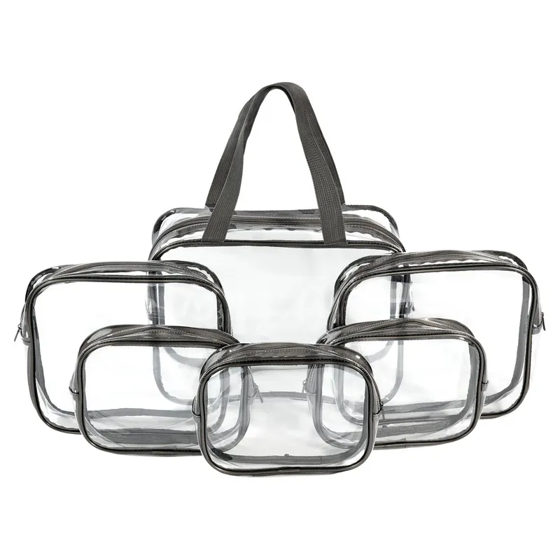 6-Piece PVC Cosmetic Makeup Bag Set, Clear