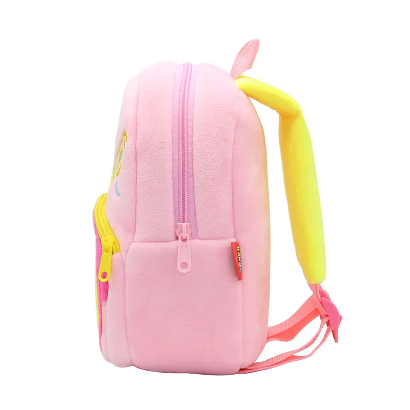 Anykidz 3D Pink Crane School Backpack Cute Vehicle With Cartoon Designs Children Toddler Plush Bag For Baby Girls and Boys