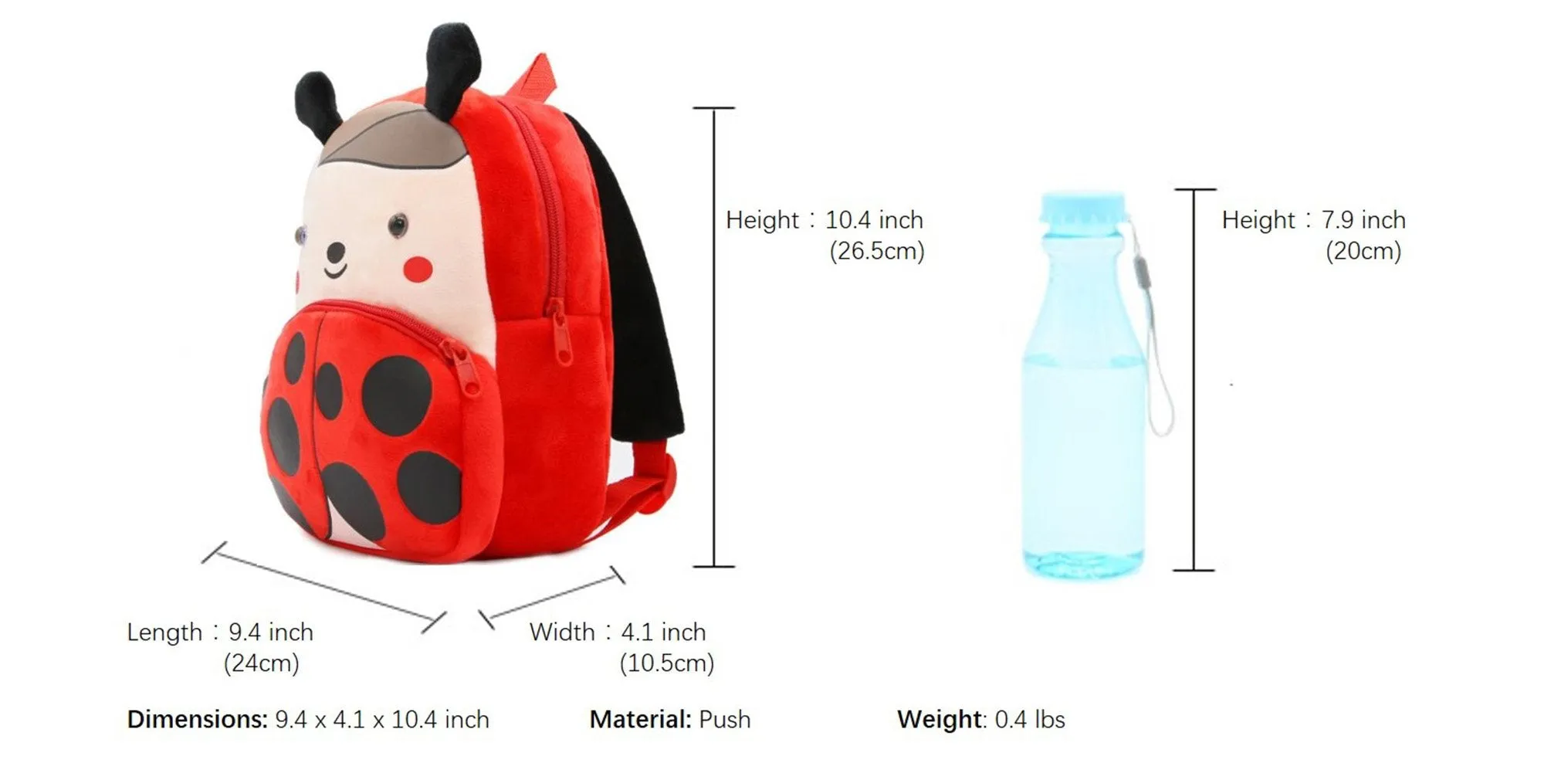 Anykidz 3D Red Ladybug Kids School Backpack Cute Cartoon Animal Style Children Toddler Plush Bag Perfect Accessories For Boys and Girls