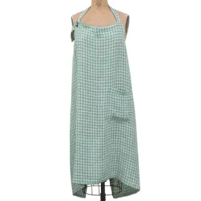 Aqua Gingham Woven Cotton Apron