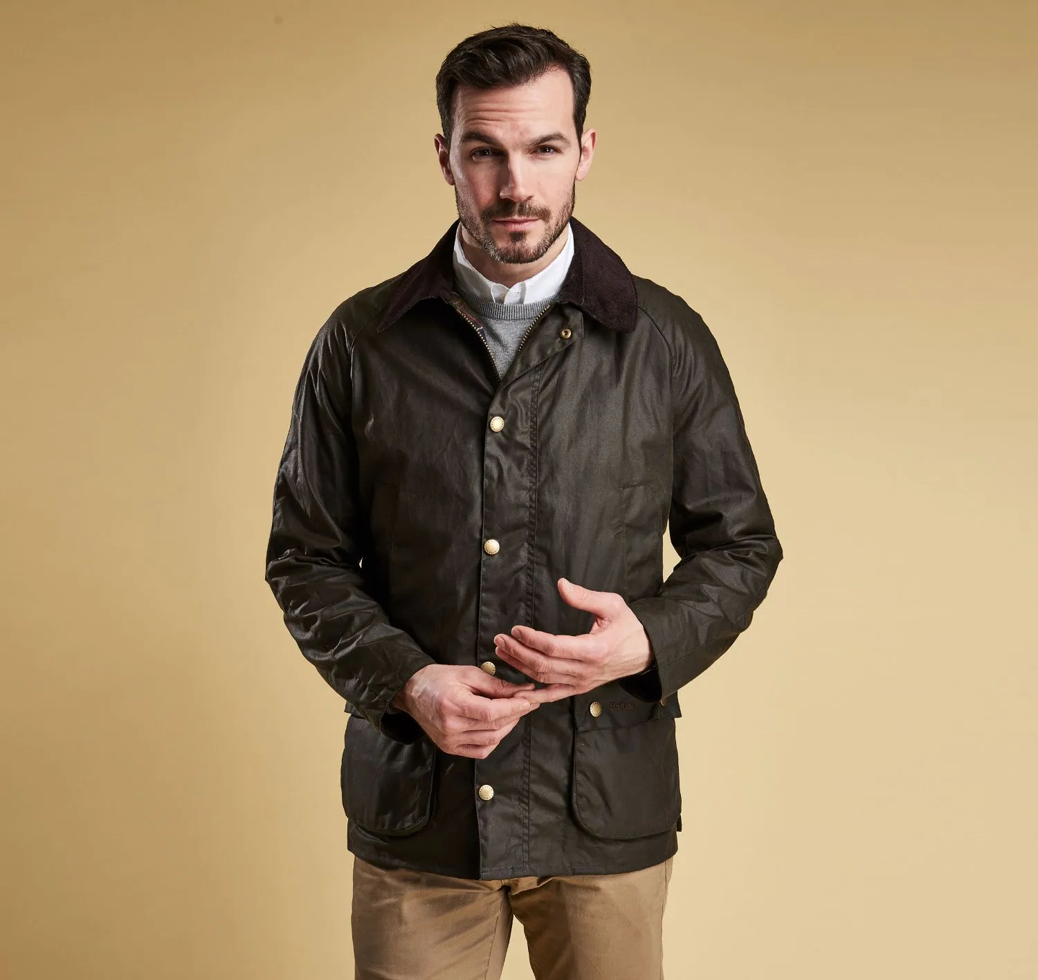 Ashby Wax Jacket in Olive by Barbour