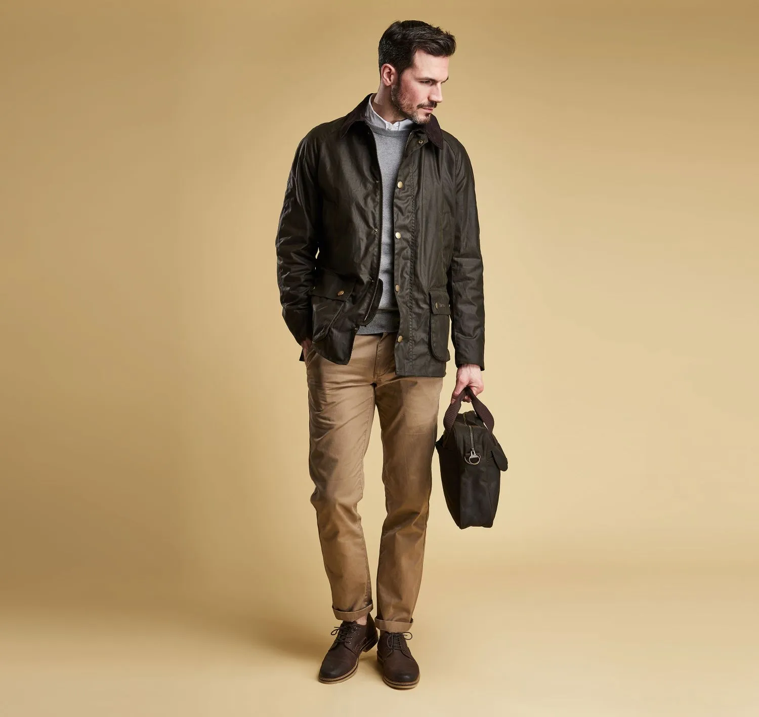 Ashby Wax Jacket in Olive by Barbour