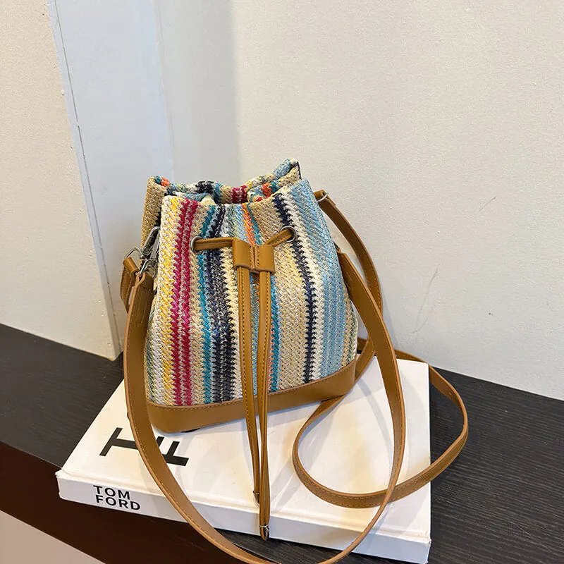 Babakud Retro Chic Straw Bucket Bag