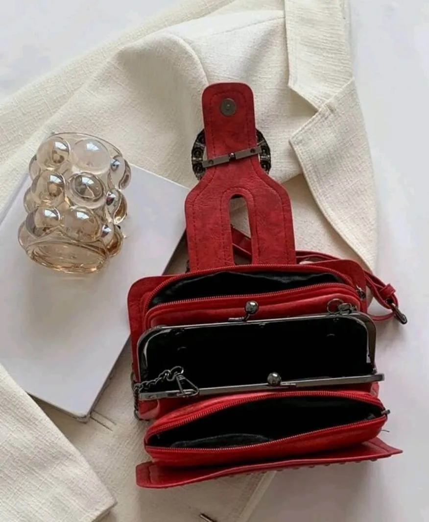 Bag - Shoulder - red studded