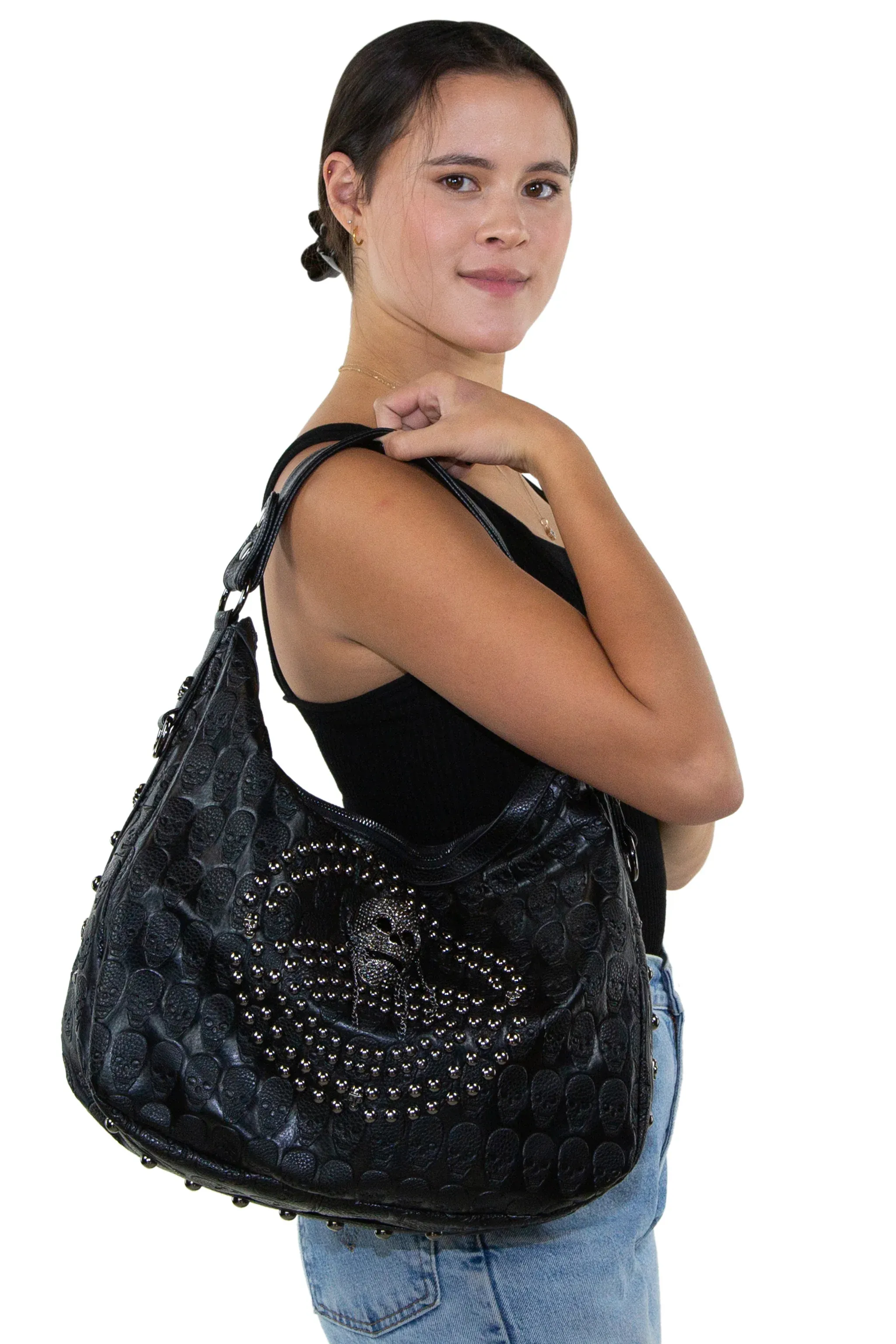 Bag - Studded Skull Hobo