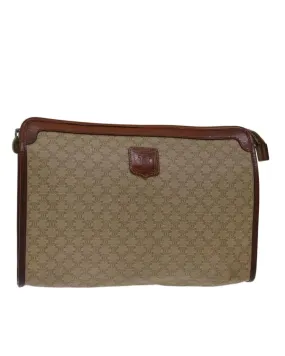 Beige Macadam Canvas Clutch Bag by Celine