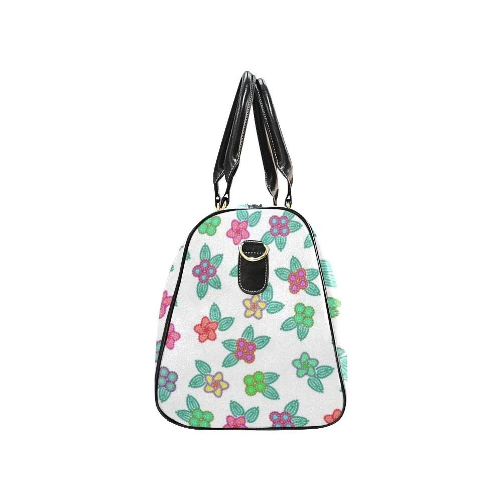 Berry Flowers White Waterproof Travel Bag