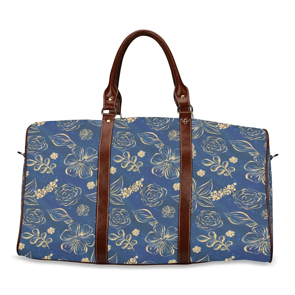 Blue & Gold Waterproof Travel Bag/Small (Model 1639)