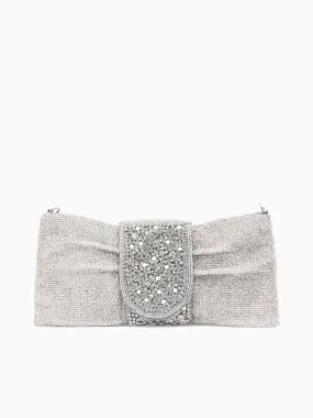 Bow Bag Flap Clutch Silver