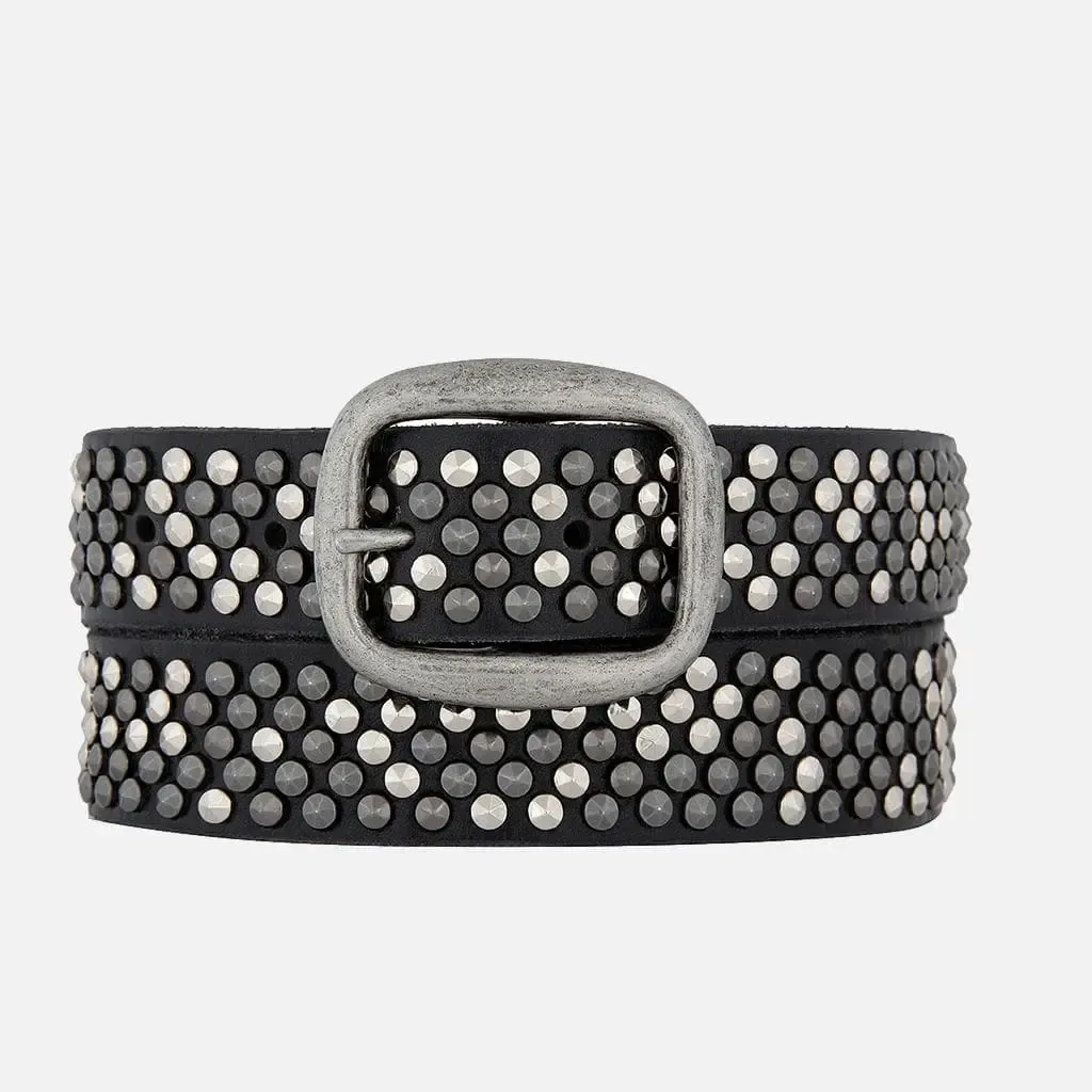 Britta Vintage Silver Studded Leather Belt