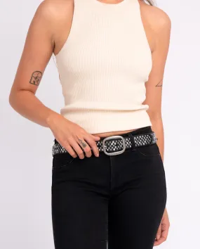 Britta Vintage Silver Studded Leather Belt