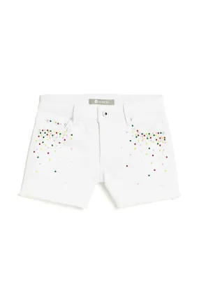 Brittany - Colorful Confetti Studded Fray Hem Short