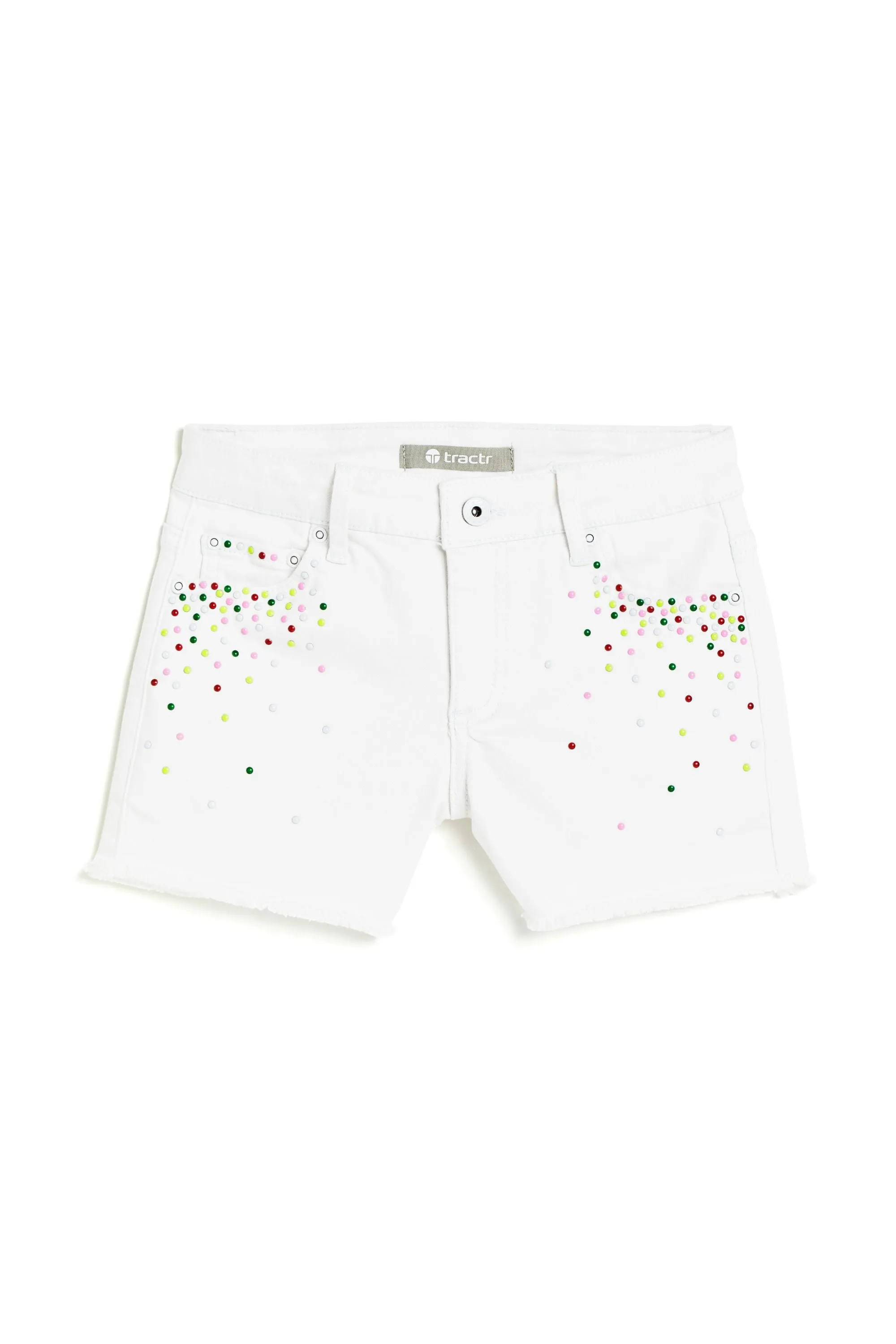 Brittany - Colorful Confetti Studded Fray Hem Short