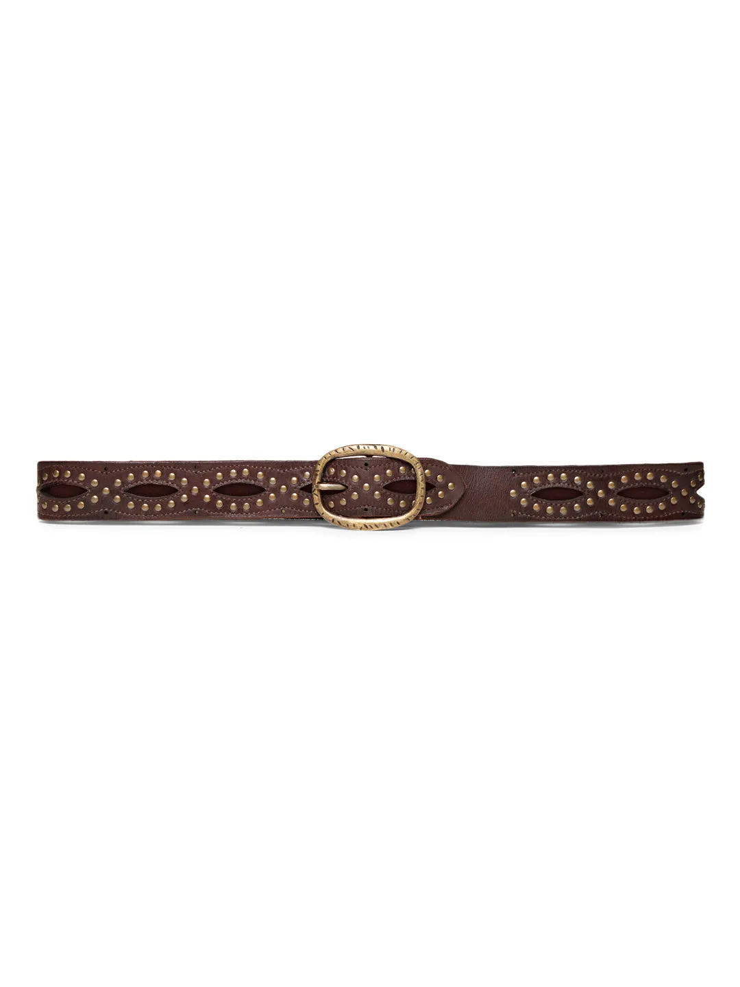 Brown Laser With Studded Leather Belt For Women By Art N Vintage