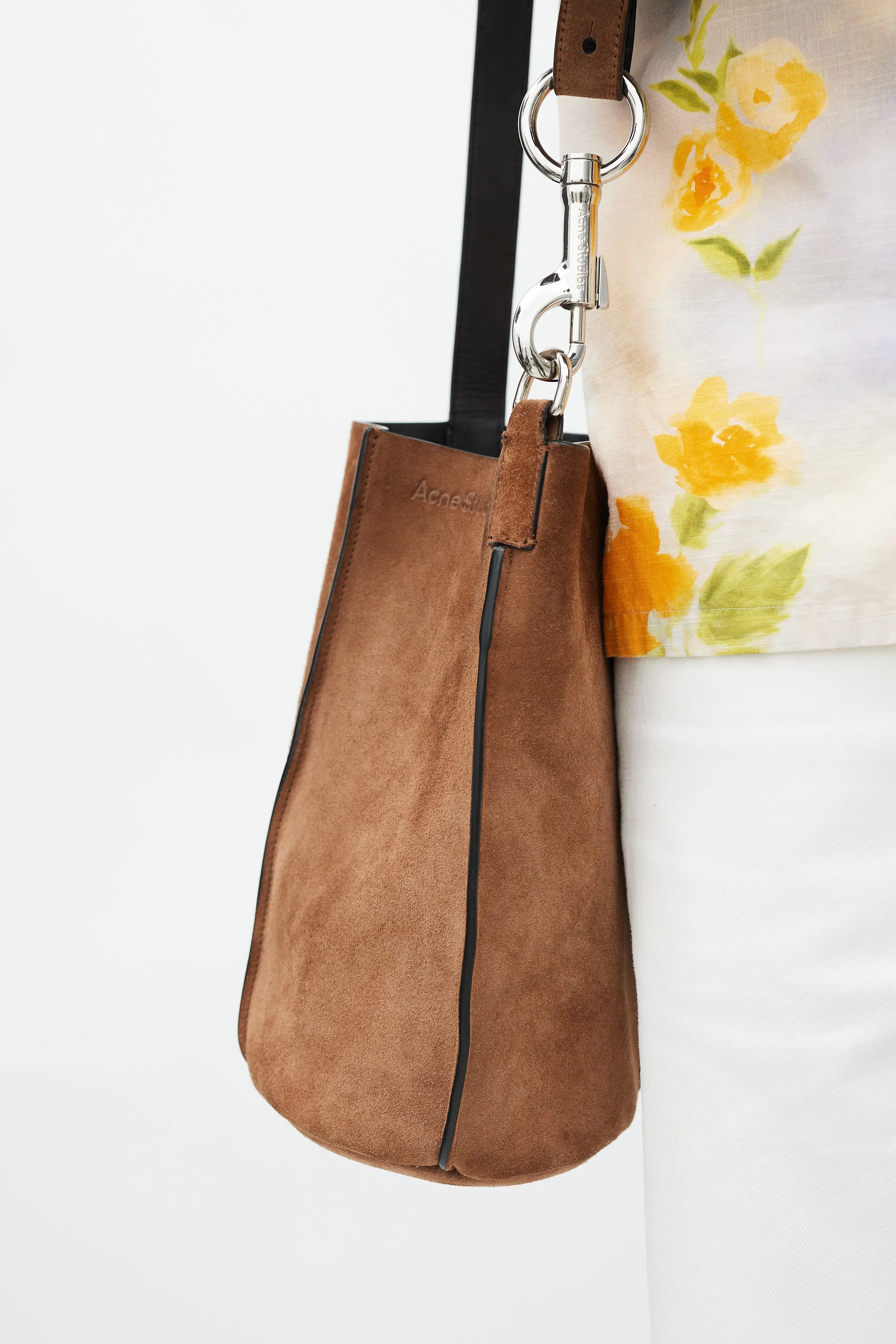 Brown Suede Market Bucket Bag