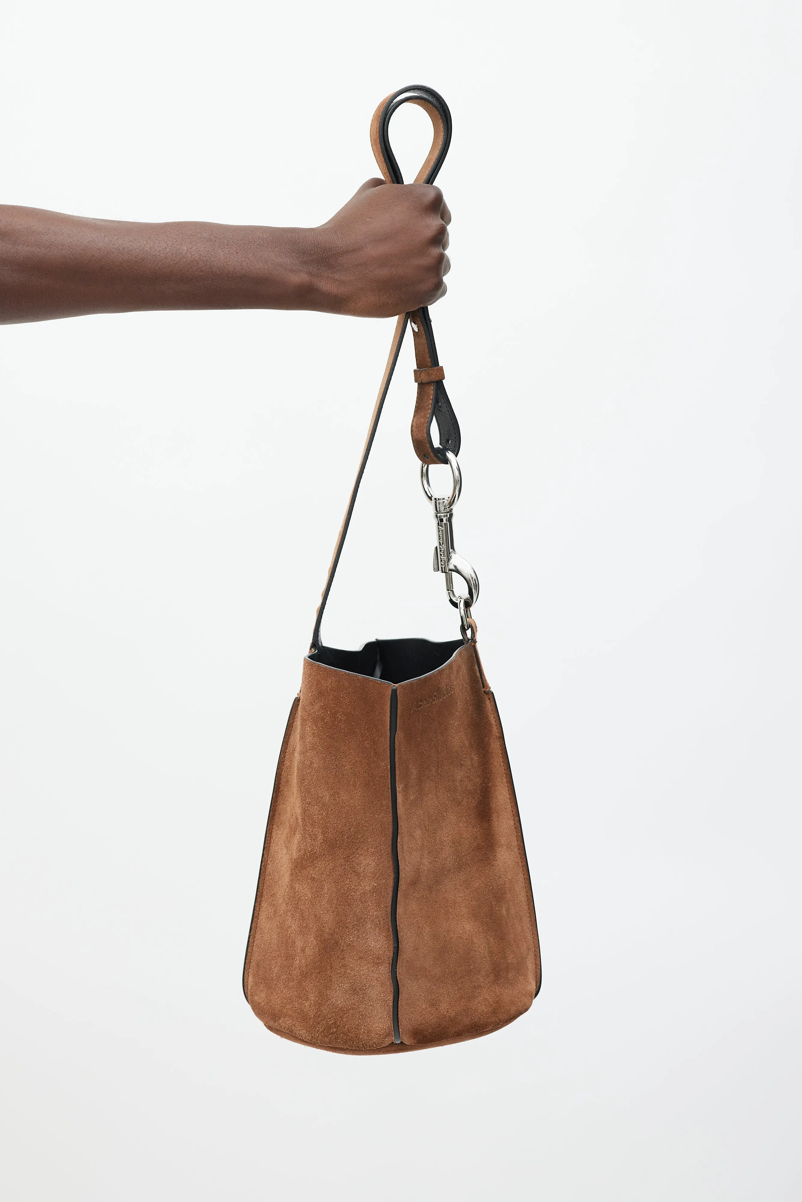 Brown Suede Market Bucket Bag