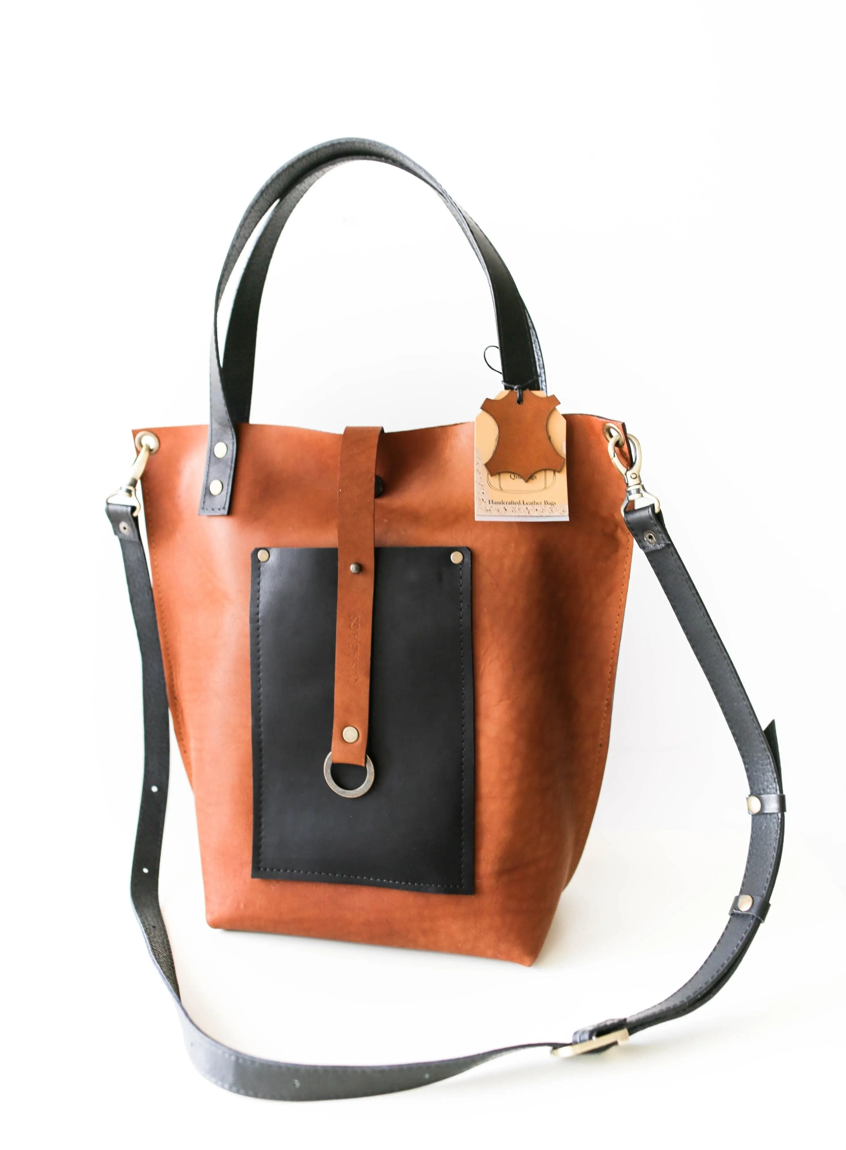 Brown w/Black Leather Tote