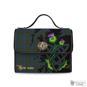 Buchanan Hunting Tartan Waterproof Canvas Bag with Scotland Map and Thistle Celtic Accents