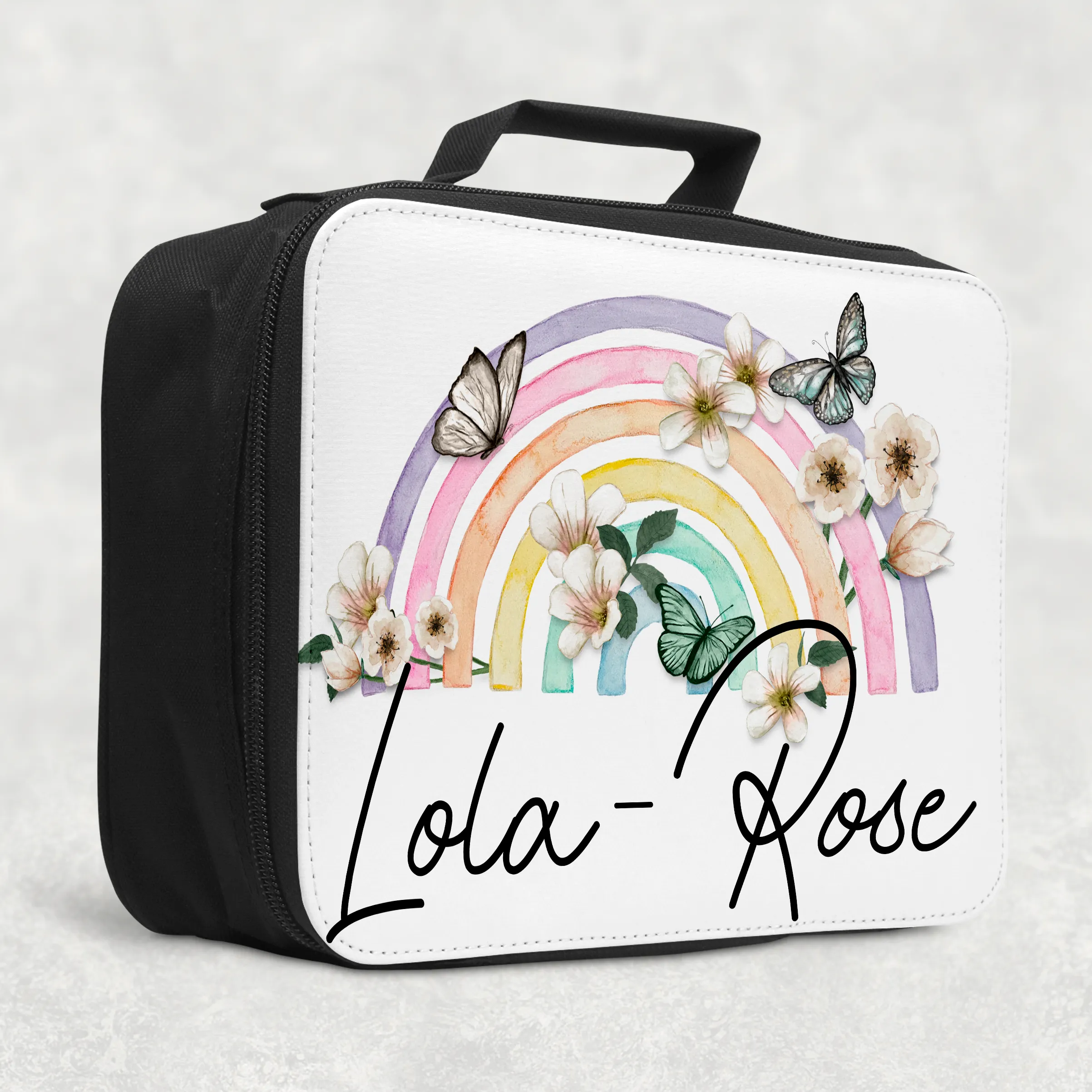 Butterfly Rainbow Personalised Insulated Lunch Bag