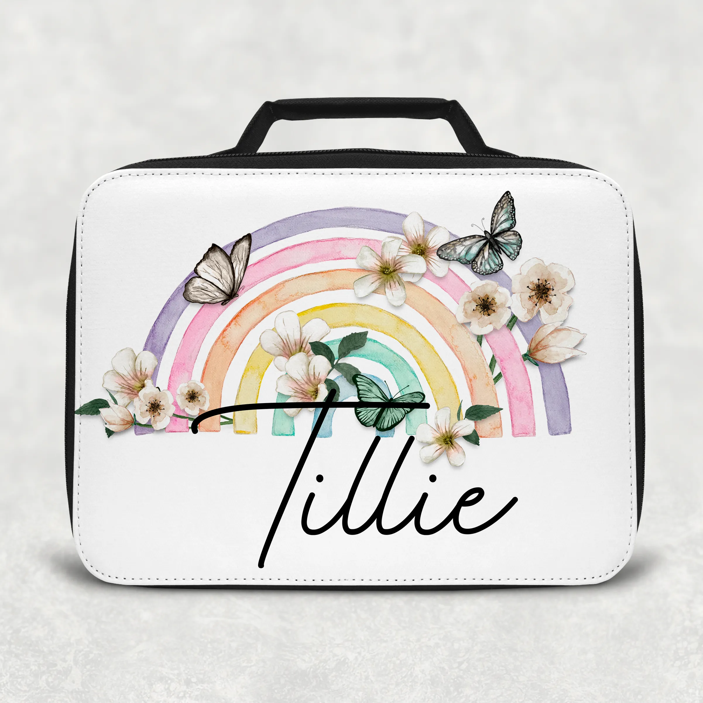 Butterfly Rainbow Personalised Insulated Lunch Bag