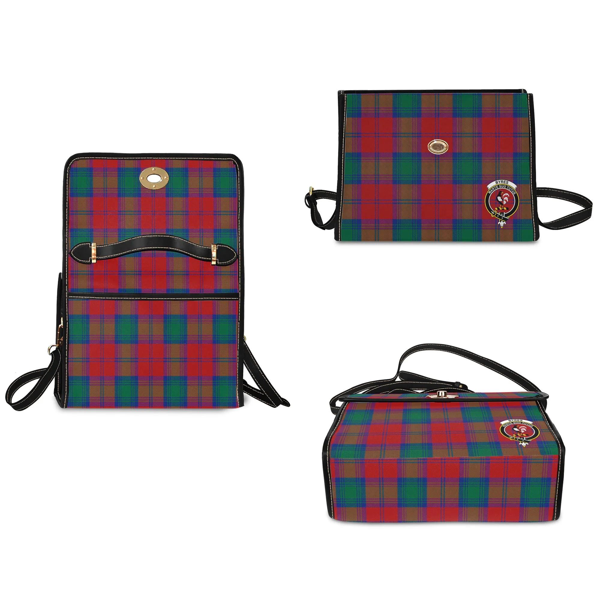 Byres (Byses) Tartan Waterproof Canvas Bag with Family Crest