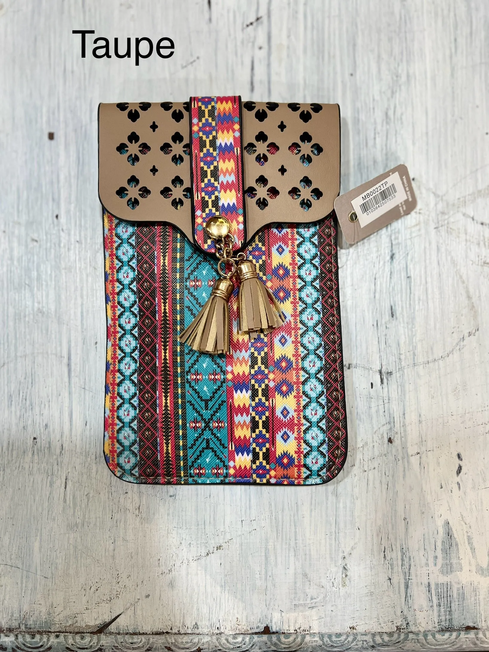 Cell Phone Crossbody in Aztec Print and Clear Window MB0022 -2024