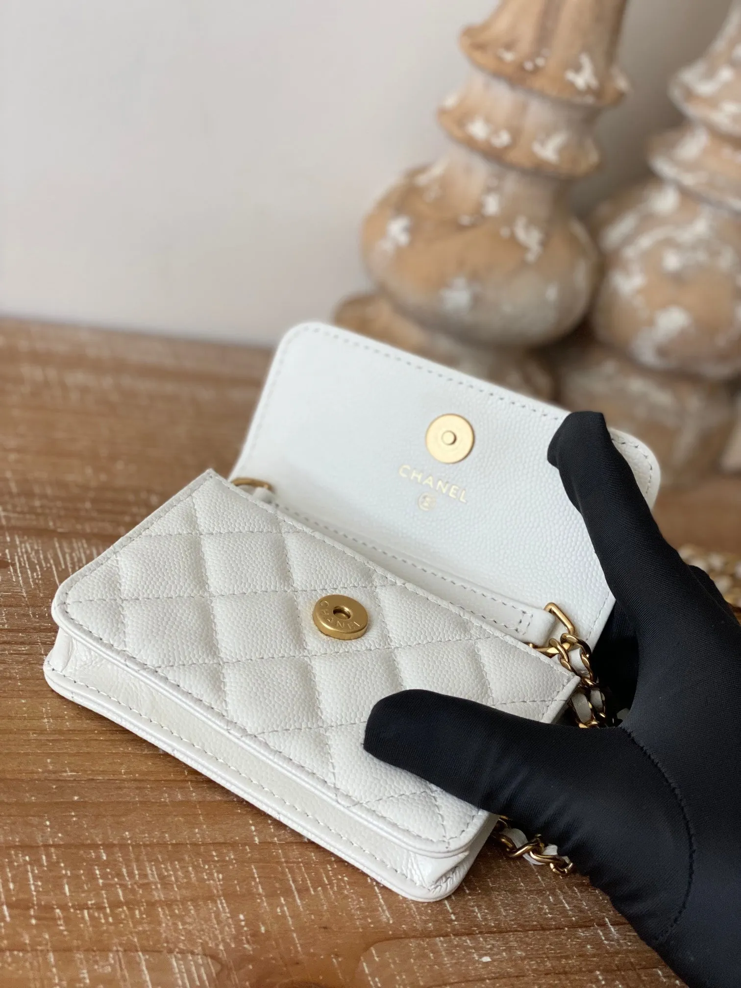 CHL Clutch With Chain White For Women, Women&#8217;s Bags 4.8in/12.3cm