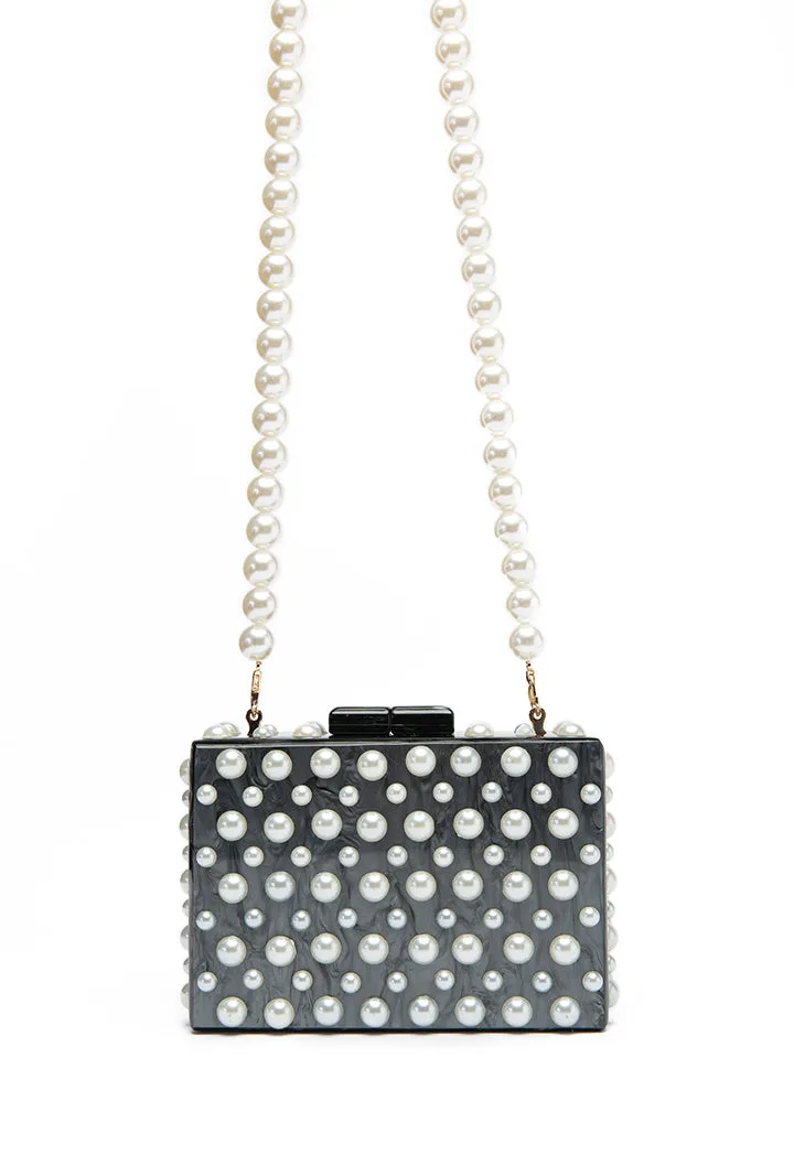 Choice Pearly Resin Clutch Bag Black