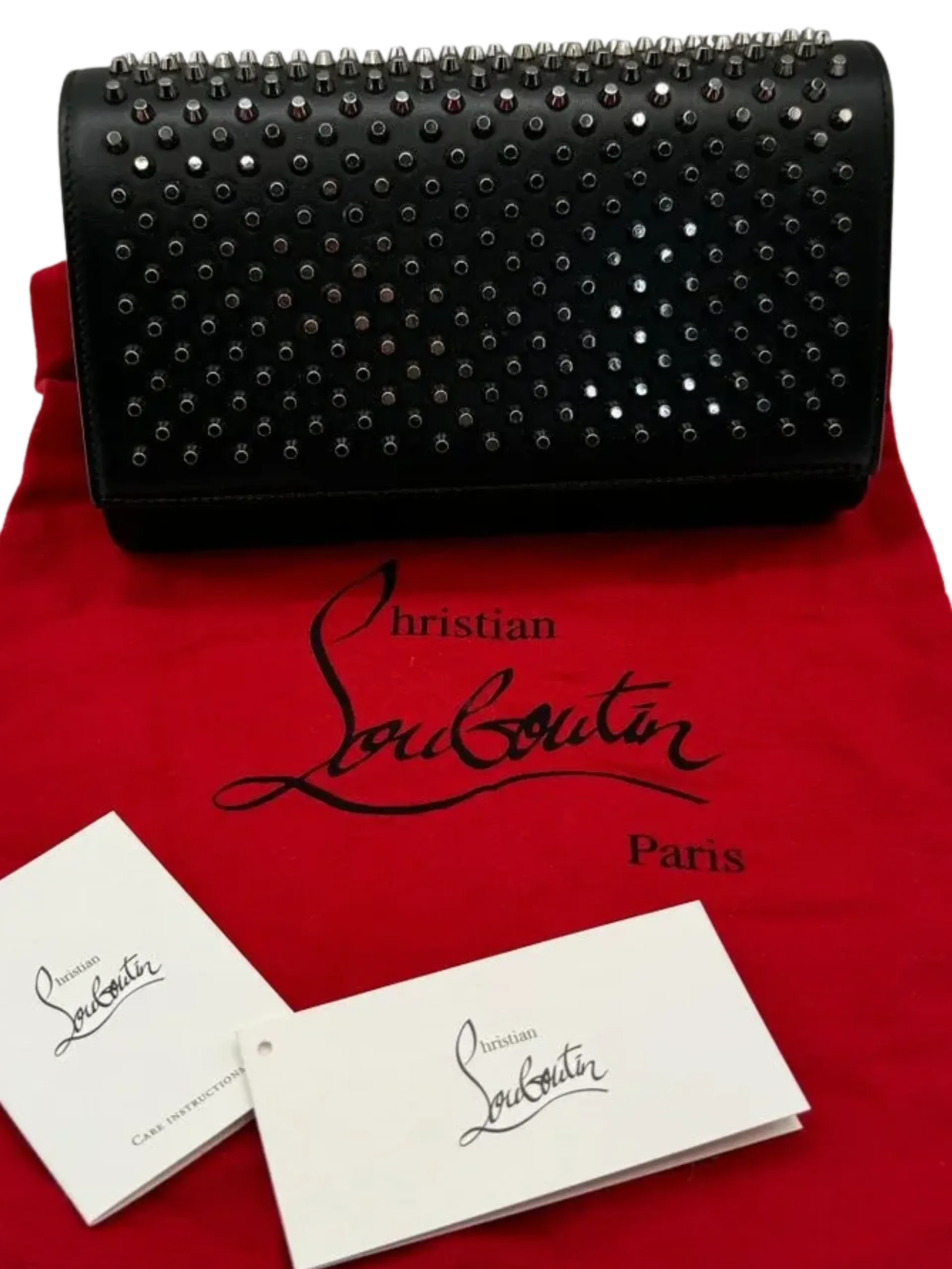 Christian Louboutin Studded Leather Paloma Clutch on Chain