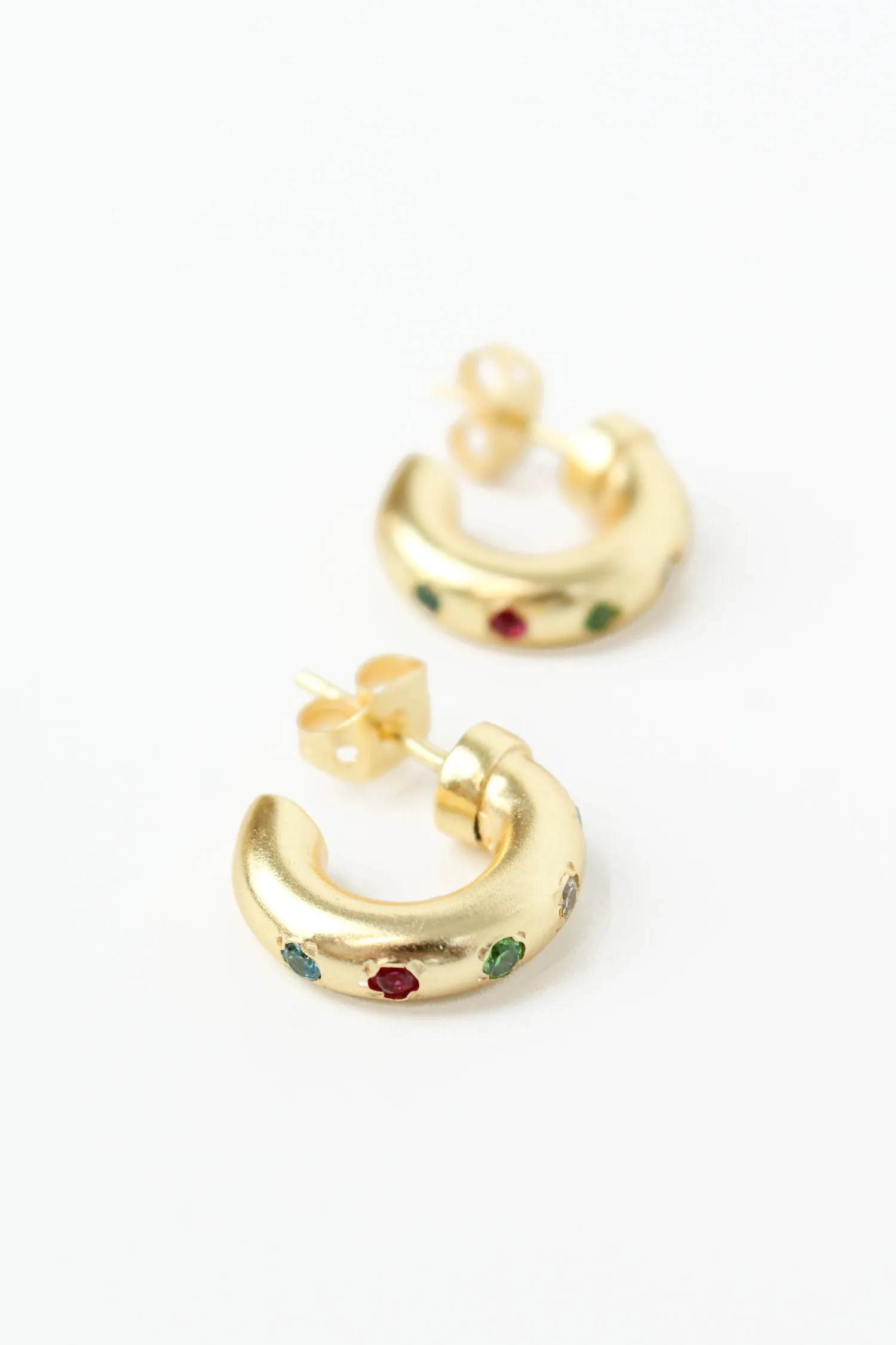 Chunky Hoop Gem Studded Earrings