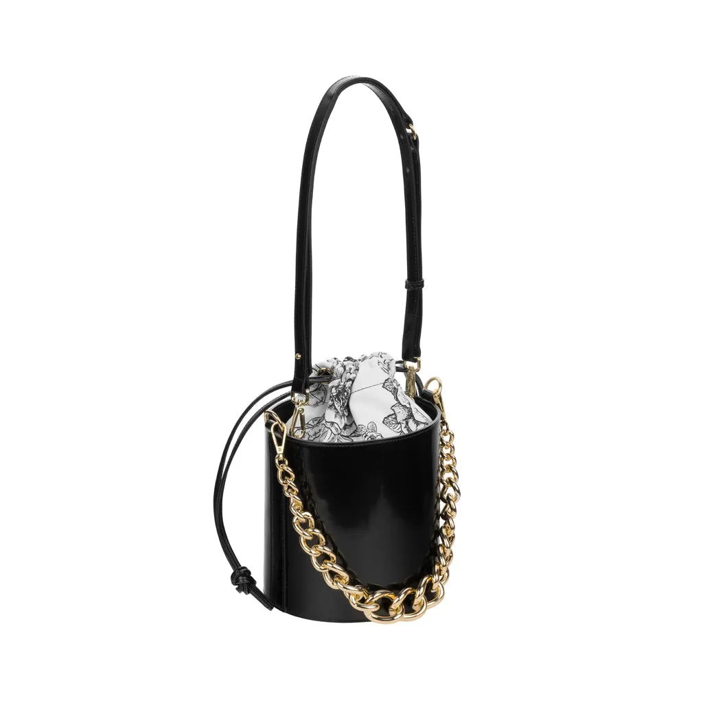 Claudia Firenze Brushed Calfskin Bucket Bag - Detachable Strap, Made in Italy