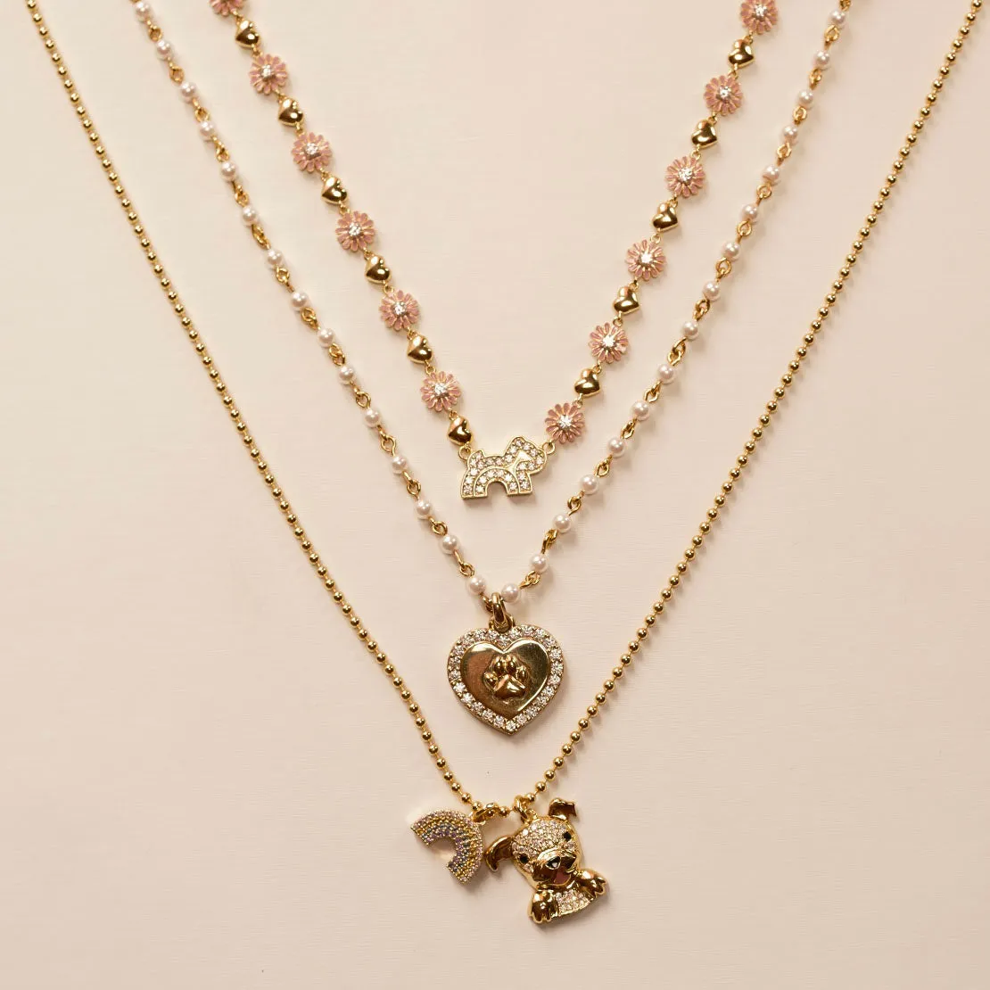 Cloud Haven Crystal Daisy Logo Necklace Pink