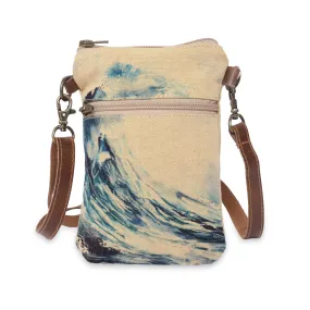 Cott N Curls "Great Wave" Cotton Canvas Sling Cellphone Bag