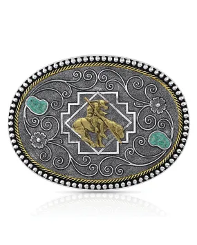 Country Roads Turquoise Buckle with Bucking Horse