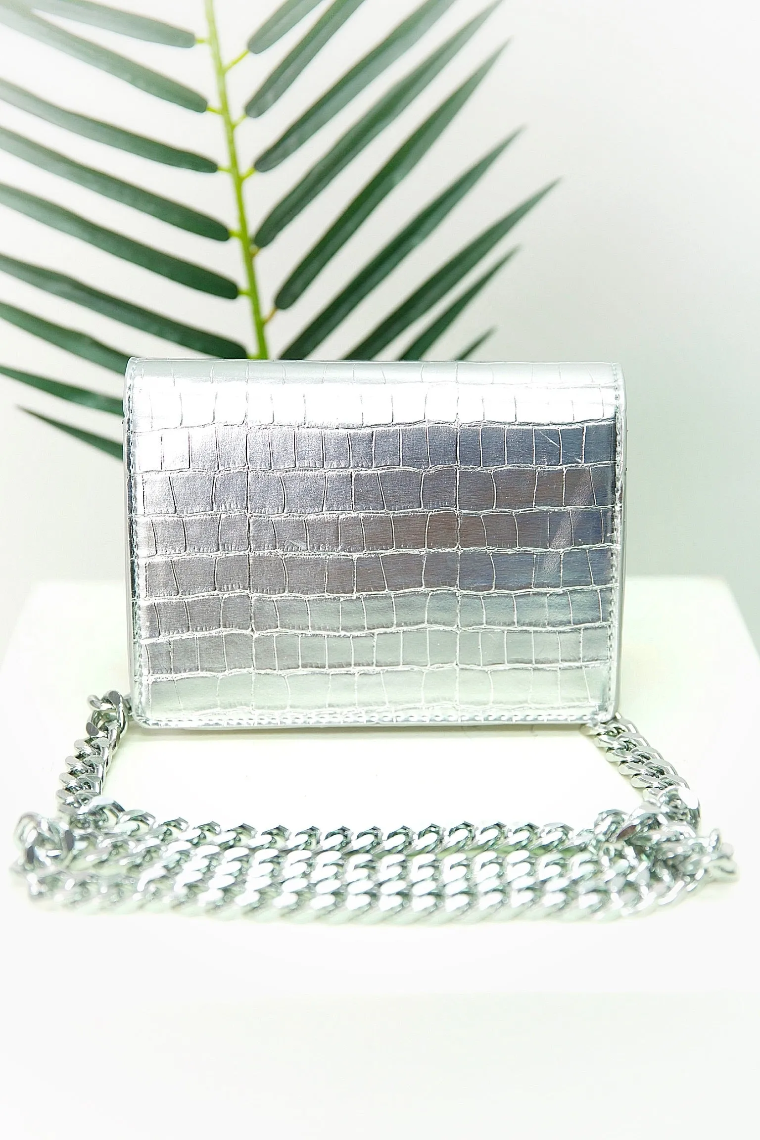 Crocodile Silver Clutch