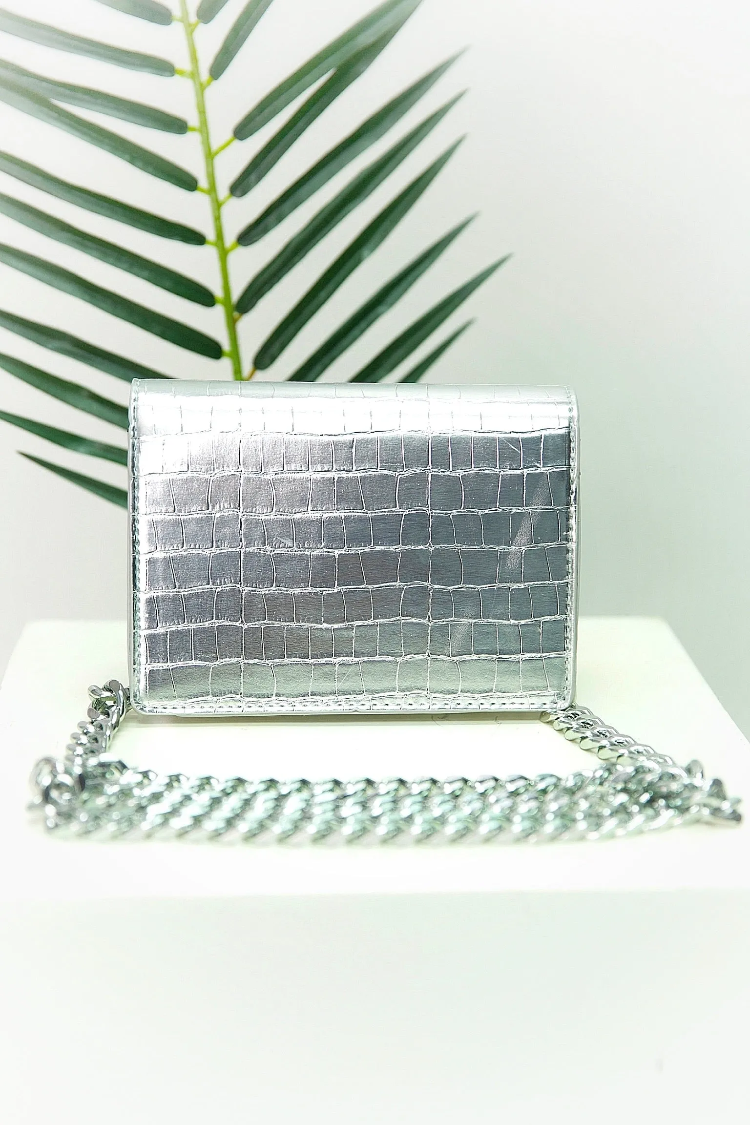 Crocodile Silver Clutch