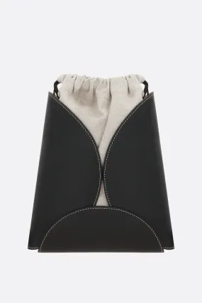 Curve small smooth leather and canvas bucket bag