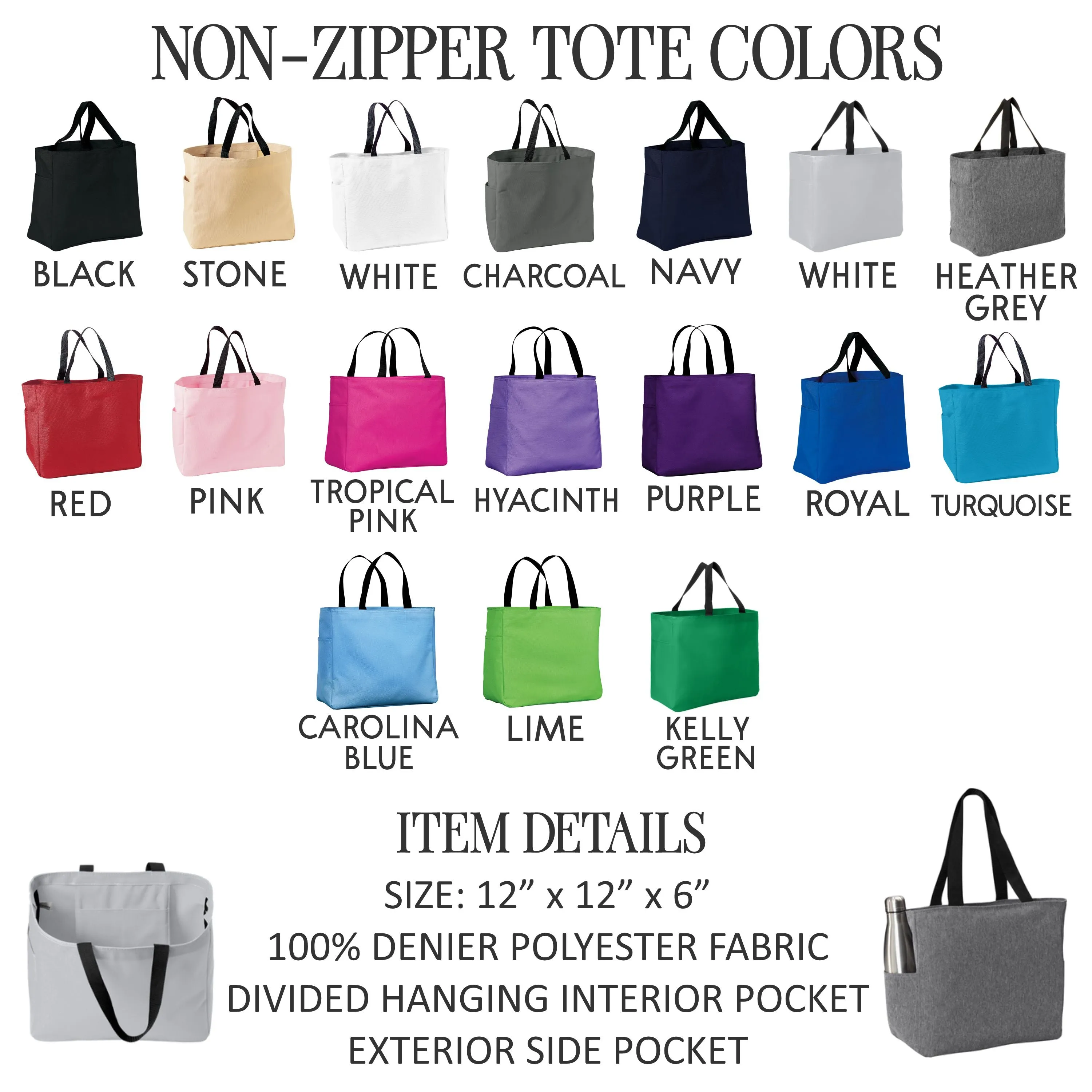 Customized Zippered Tote Bags - Personalized with Name - Perfect Gift