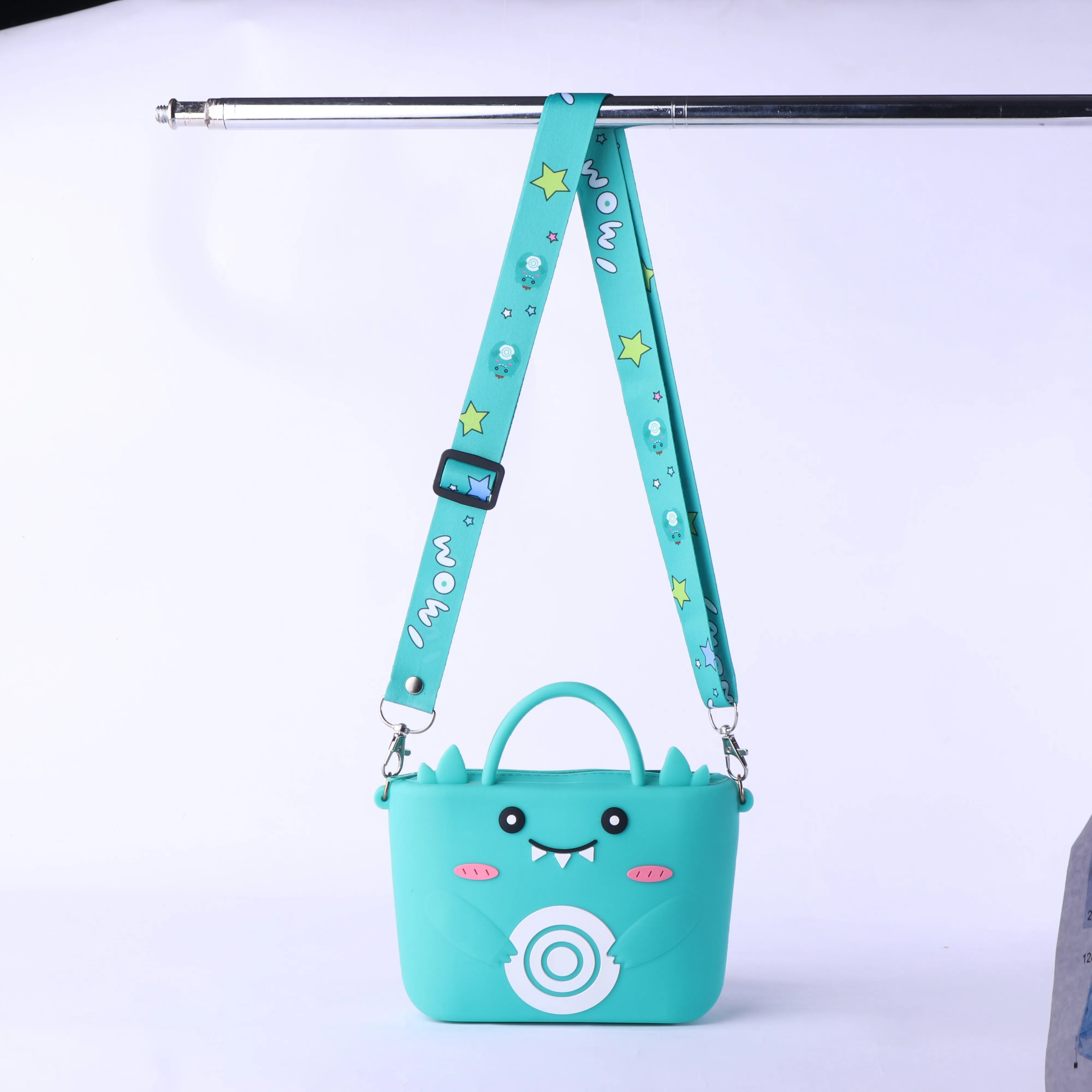 CUTE MONSTER BUCKET SILICON SLING BAG - GREEN