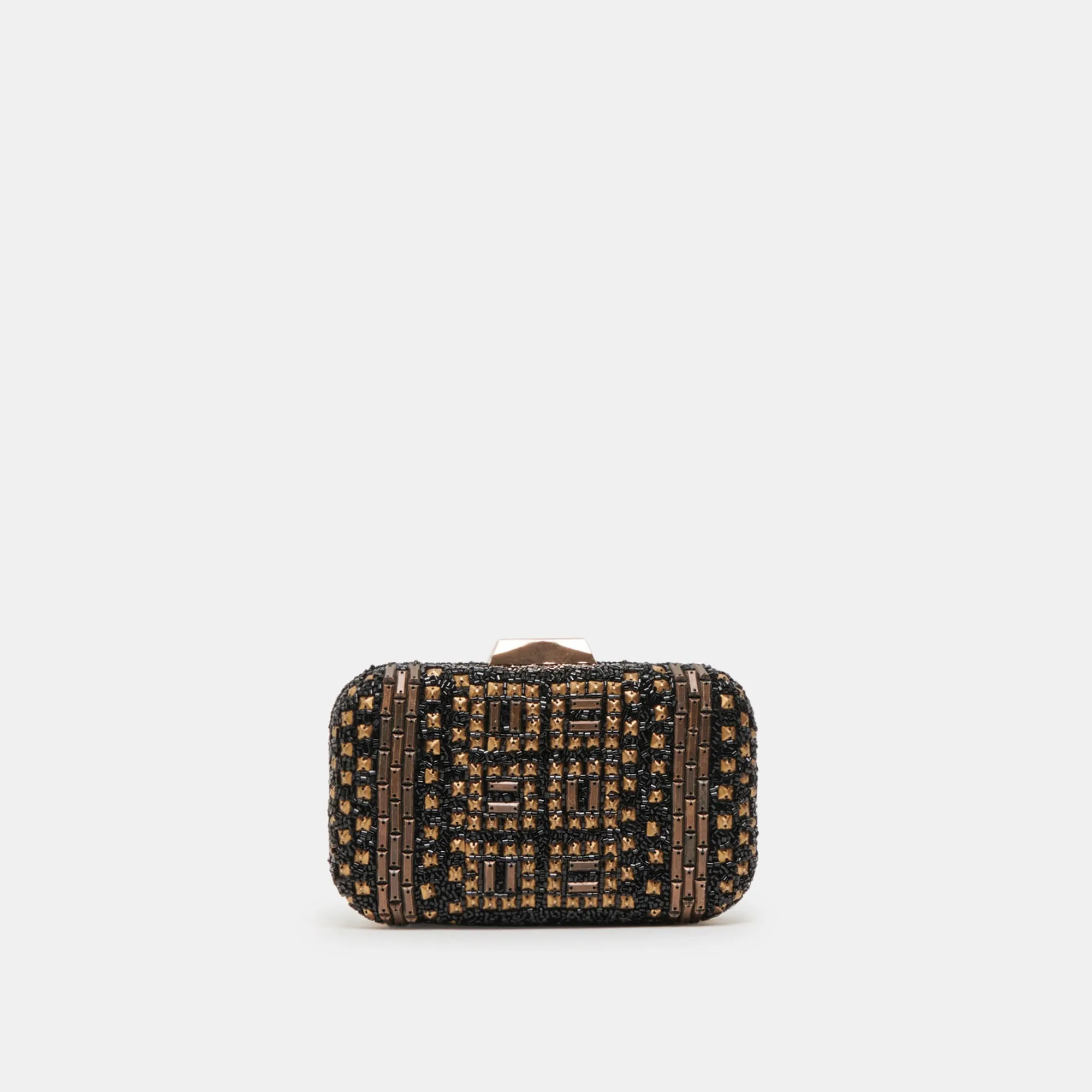 DAISY CLUTCH BLACK GOLD BEADED