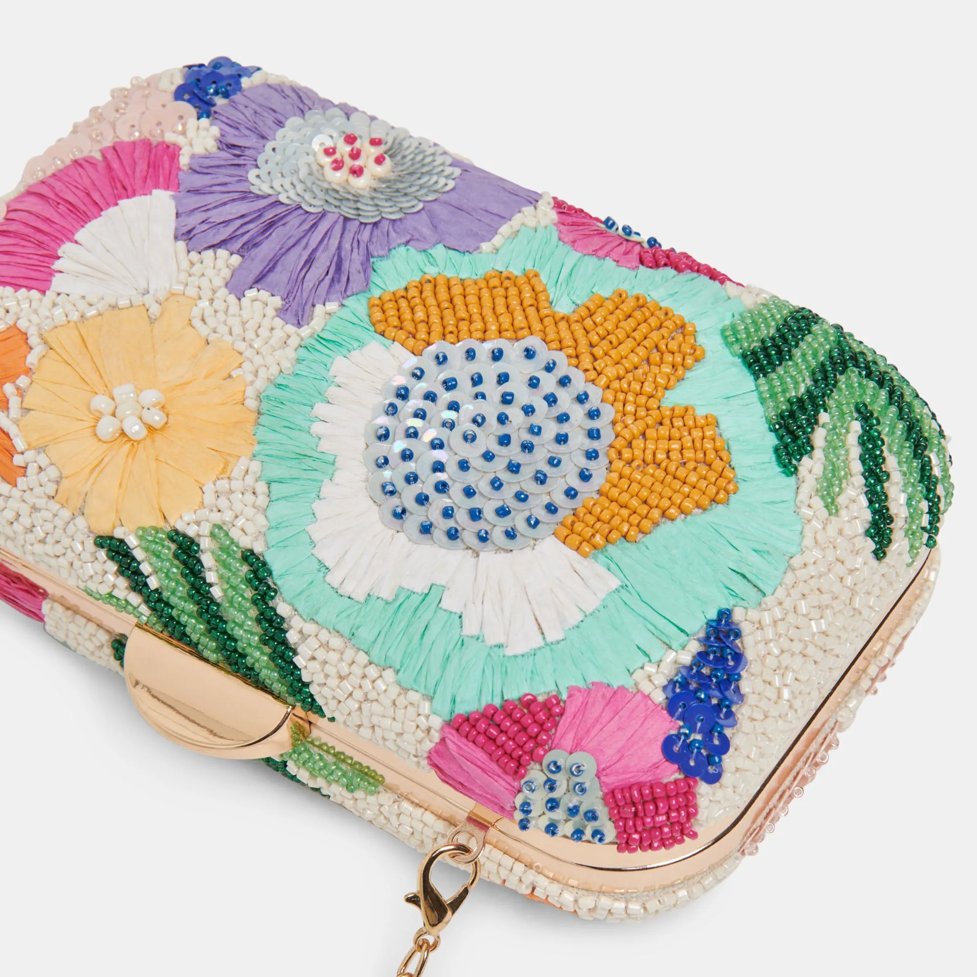 DAISY CLUTCH PASTEL MULTI BEADED