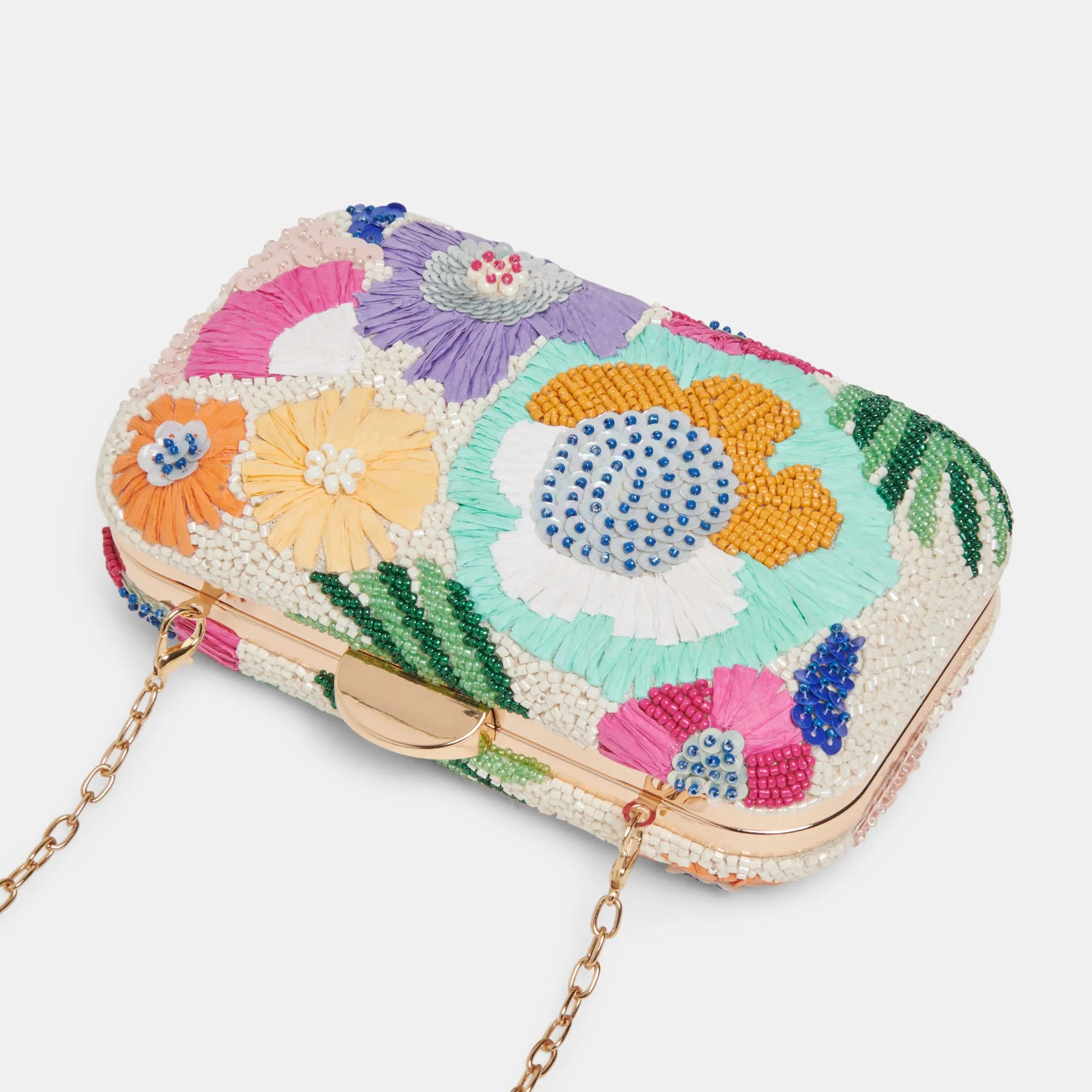 DAISY CLUTCH PASTEL MULTI BEADED