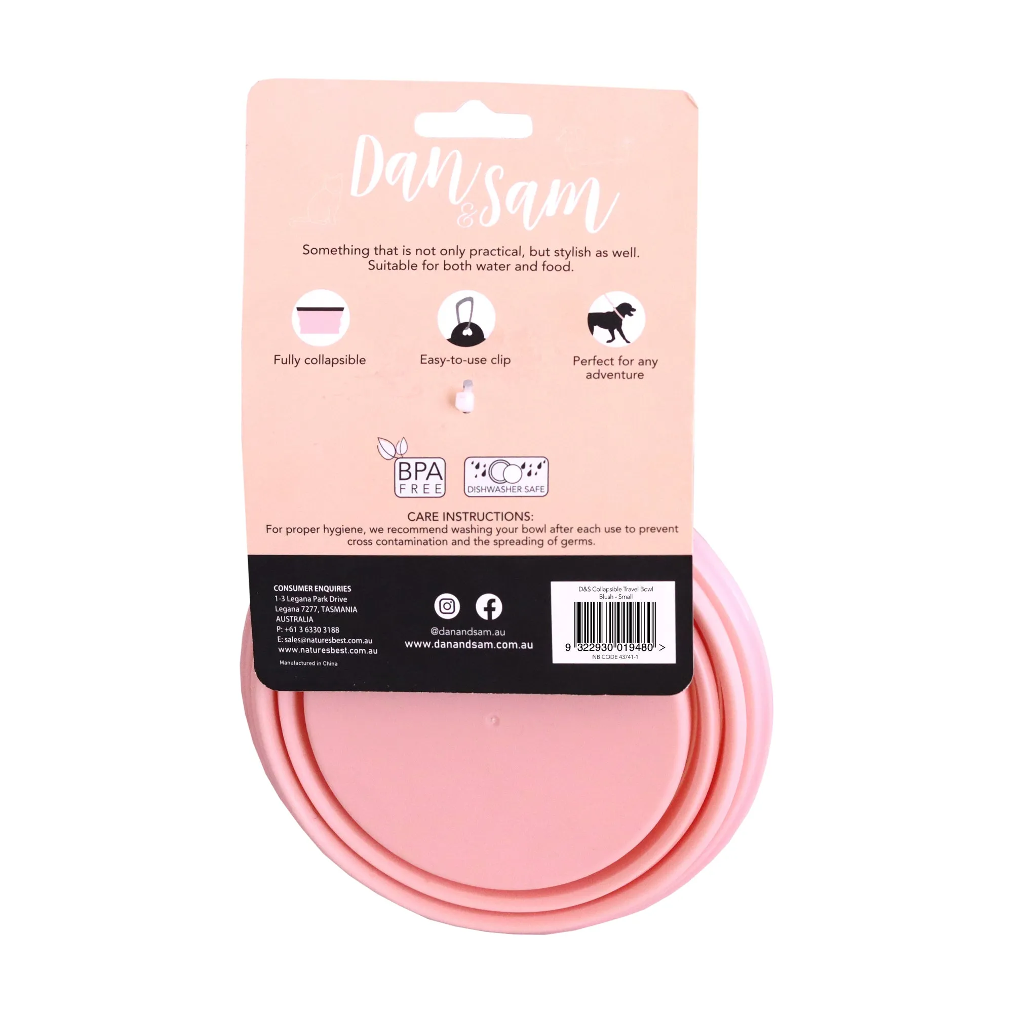 Dan & Sam - Collapsible Travel Bowl Blush (Small)