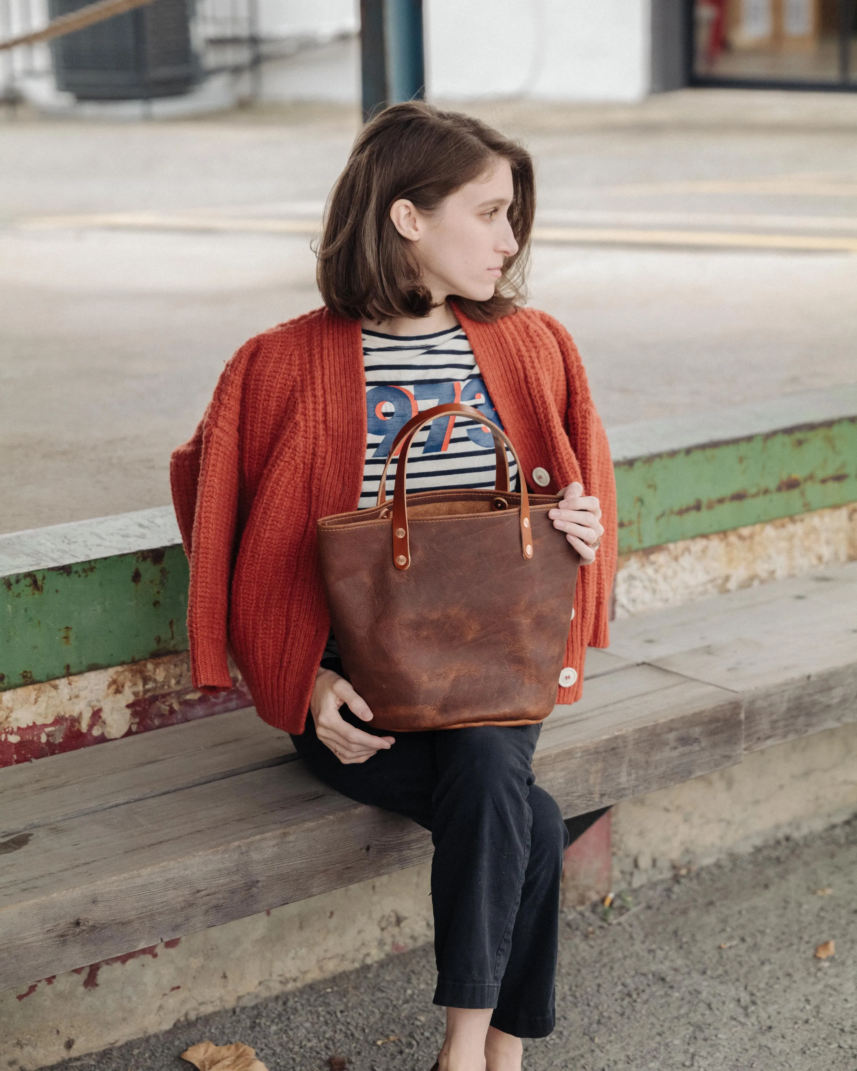 Dark Teal Bulldog Bucket Tote